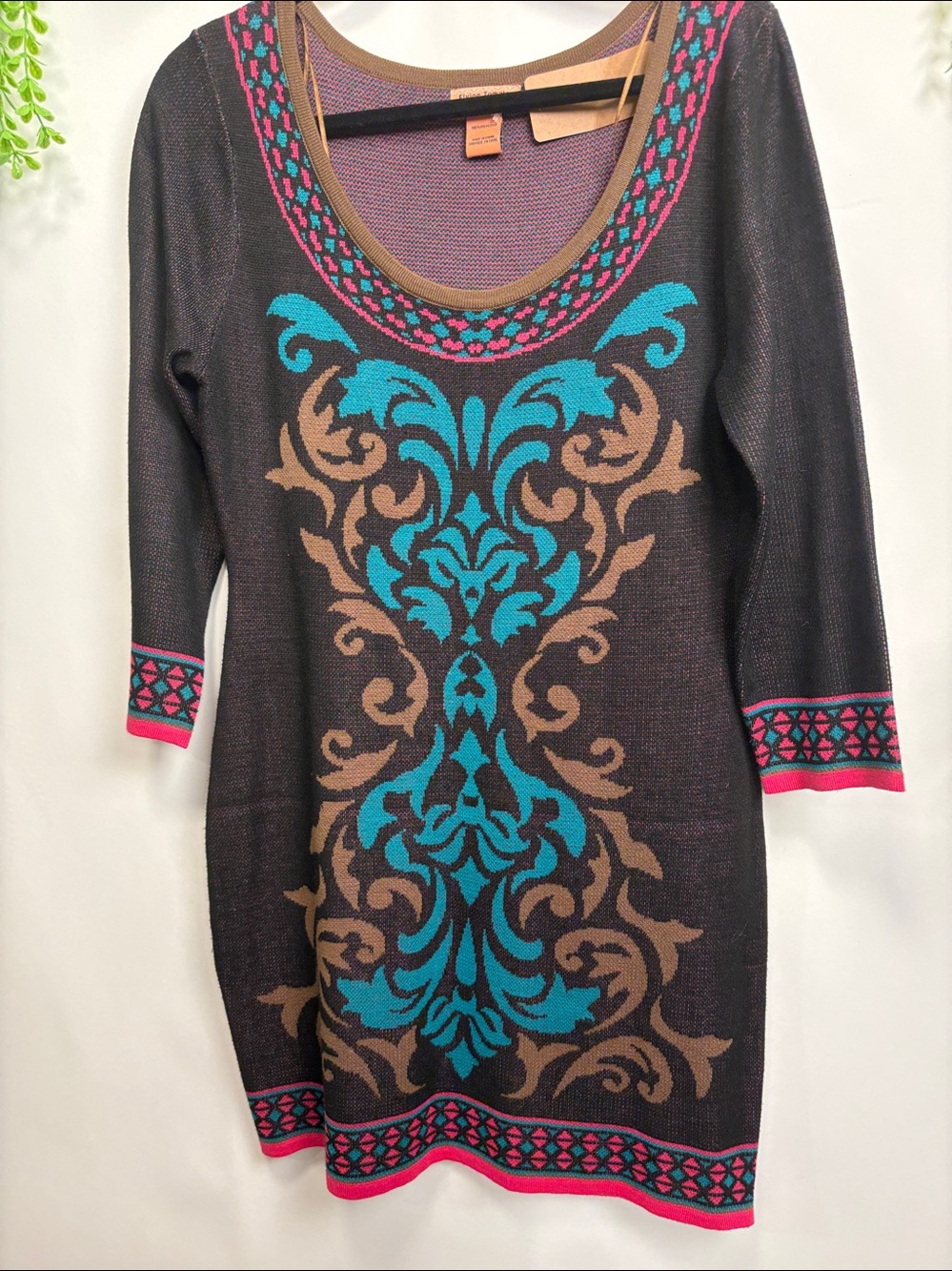Flying Tomato Black Dress with Teal and Pink Accents
